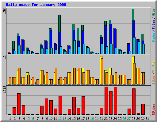 Daily usage for January 2008