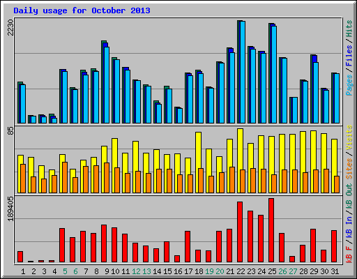 Daily usage for October 2013