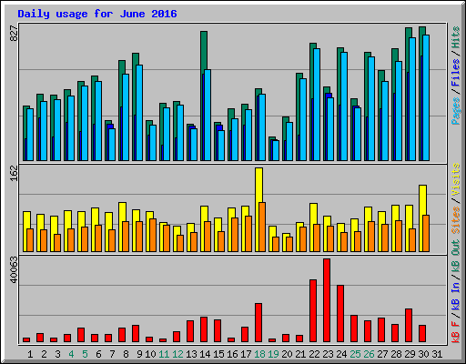 Daily usage for June 2016