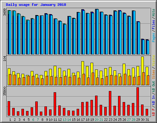 Daily usage for January 2018