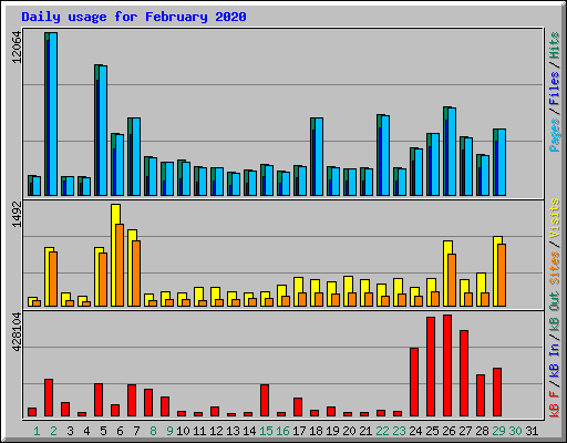 Daily usage for February 2020