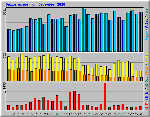 Daily usage for December 2020