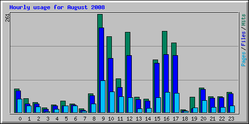 Hourly usage for August 2008