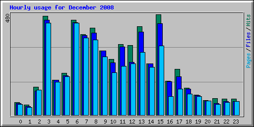 Hourly usage for December 2008