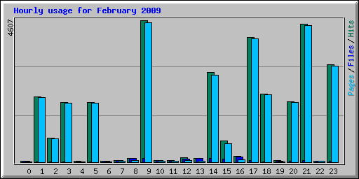 Hourly usage for February 2009