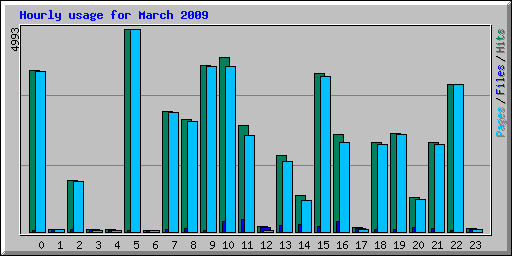 Hourly usage for March 2009