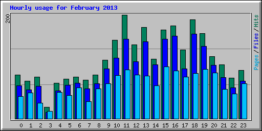 Hourly usage for February 2013